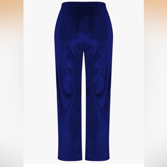 Blank NYC XL & XXL Velvet Pleated Wide-Leg Trousers Navy & Black - Picture 4 of 7